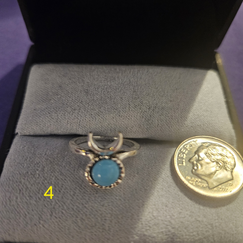 Silver Turquoise Moonstone Ring - Blue Gem